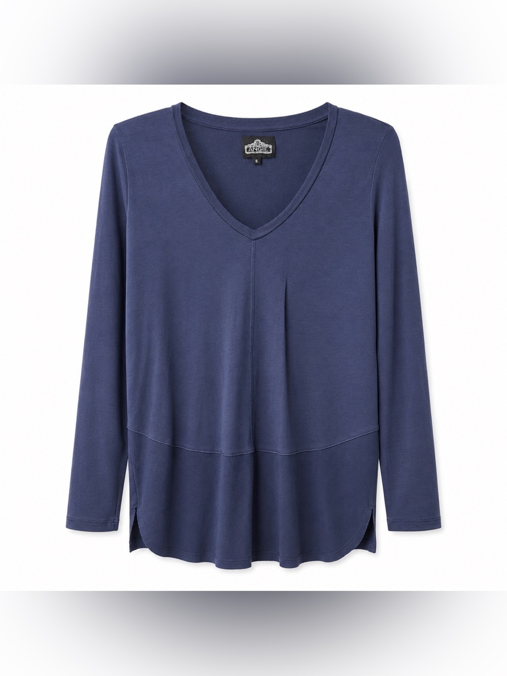 Angie Navy Blue V-Neck Long Sleeve Top Women’s Small Soft Lightweight Casual